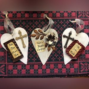 Lot of 3 Primitive Metal Ornaments